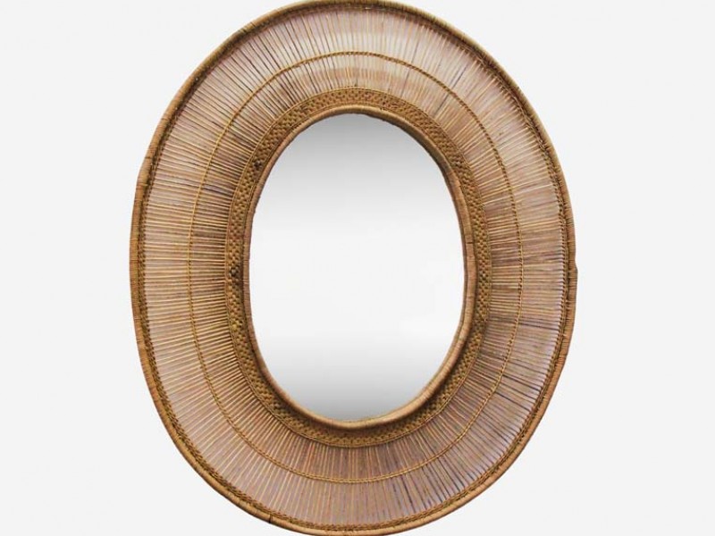 Large Rattan Mirror 